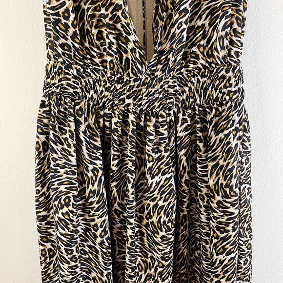 America & Beyond New Maxi Dress Beach Swim Cover Up Leopard Animal Print L Pool - Picture 6 of 11